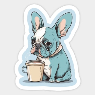 Dog Drinking Coffee Sticker